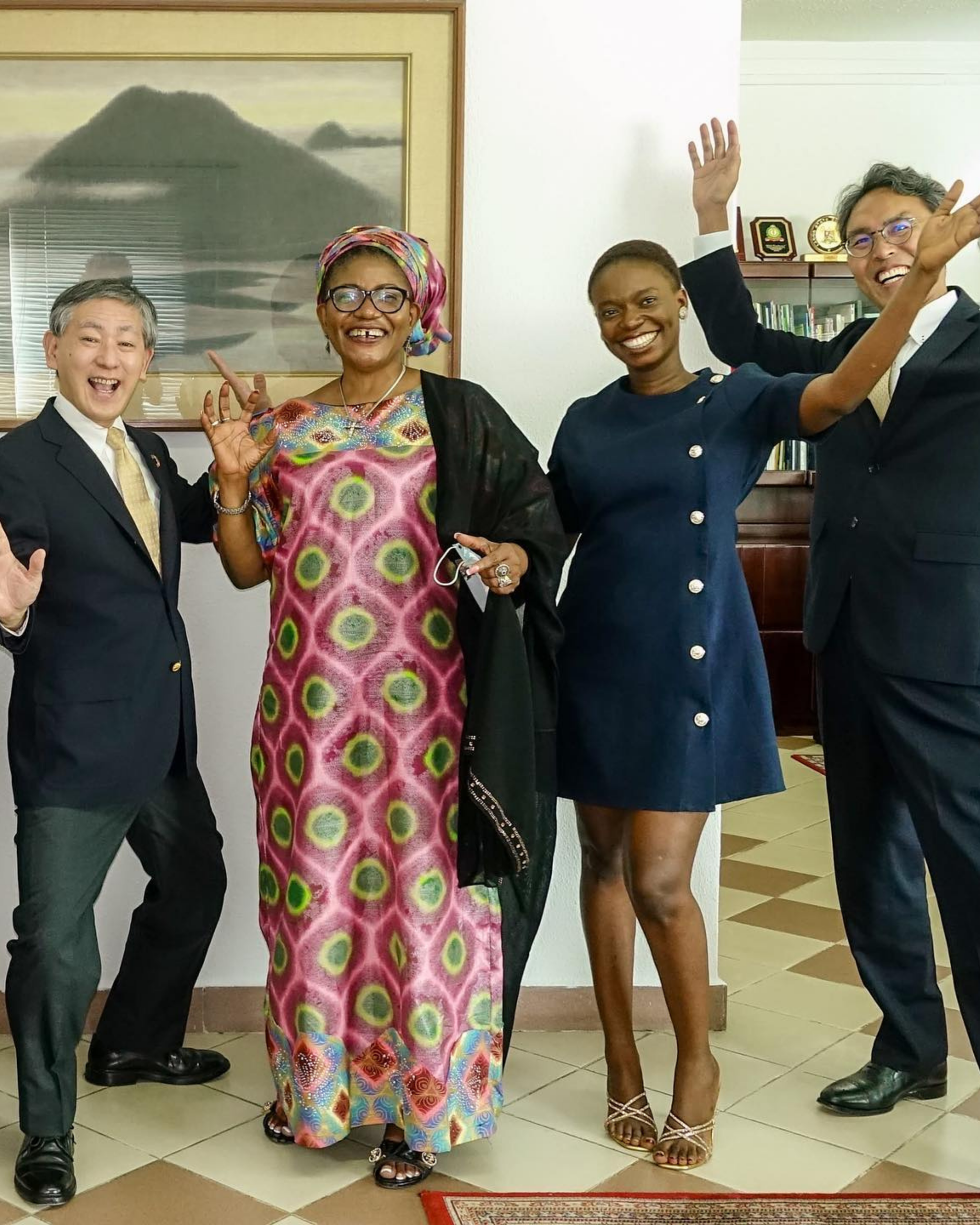 A picture of Mofoyeke Omole with the Japanese Embassy on the GPP Project